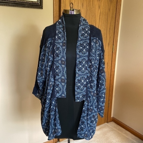 ✌️HIPPIE laundry open front kimono blue and white Medium - Picture 15 of 15